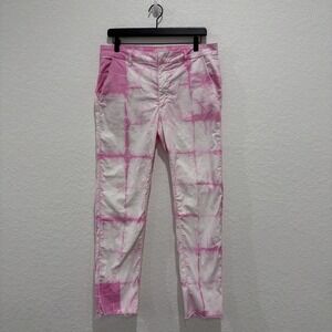 Sundry Pink Tie Dye Frayed Hem Chino 4 Pocket Trouser Size 29 Rosebud Wash